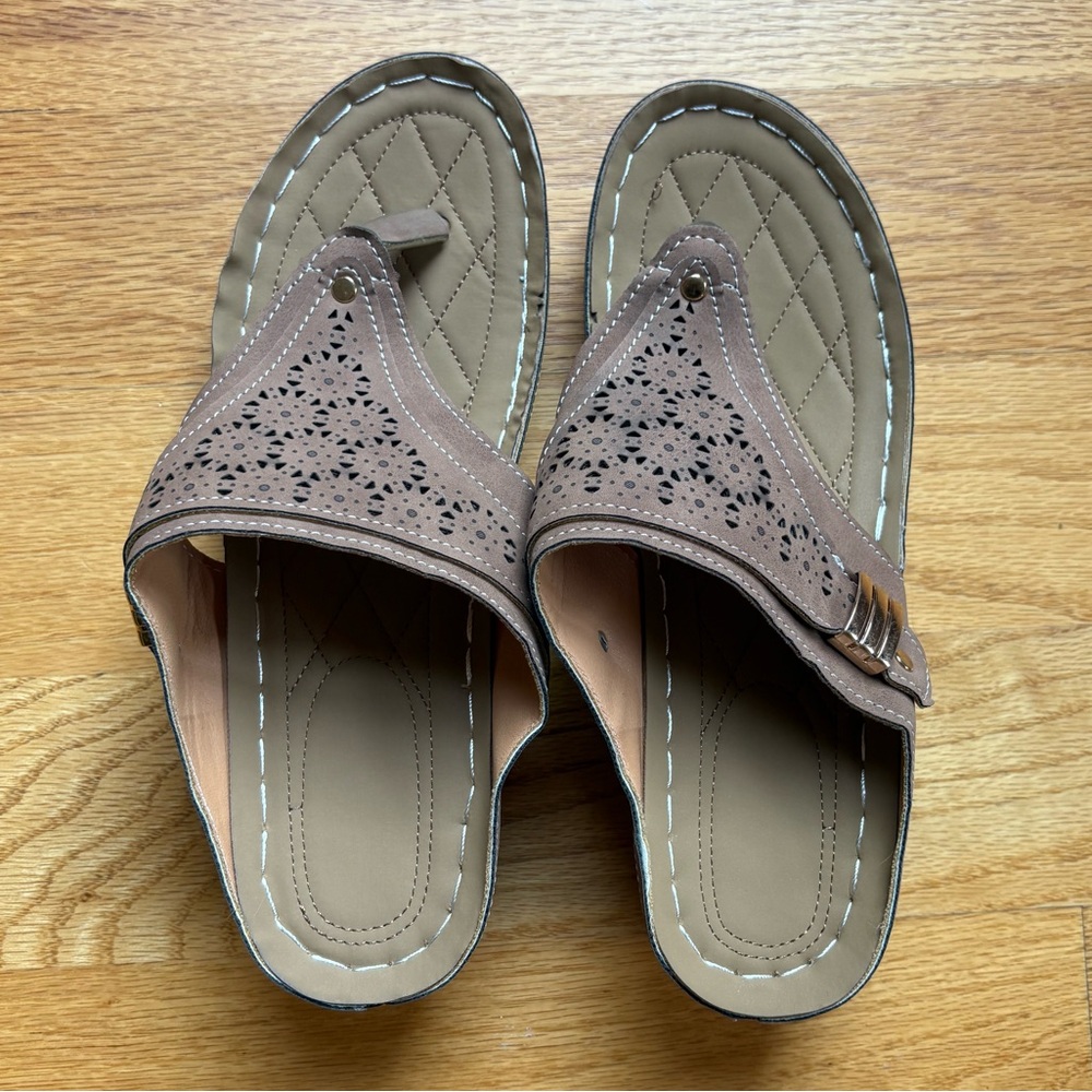 Women’s Tan Casual Flip Flop Sandals - Comfortable Slip-On